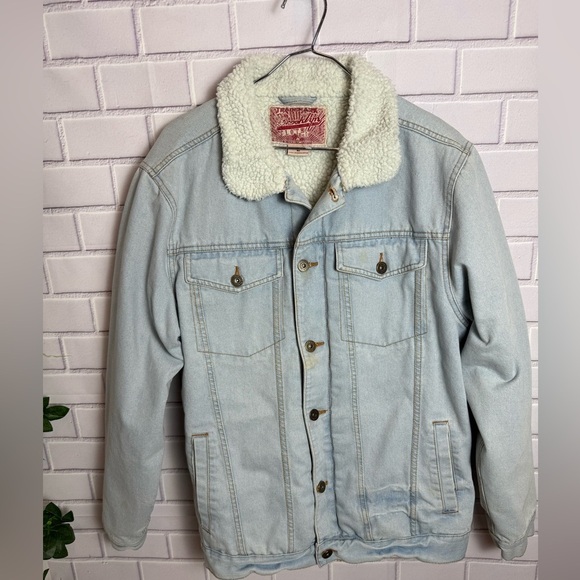 Brooklyn Cloth Sherpa-Lined Denim Jacket Light Wash Size L - Picture 6 of 13